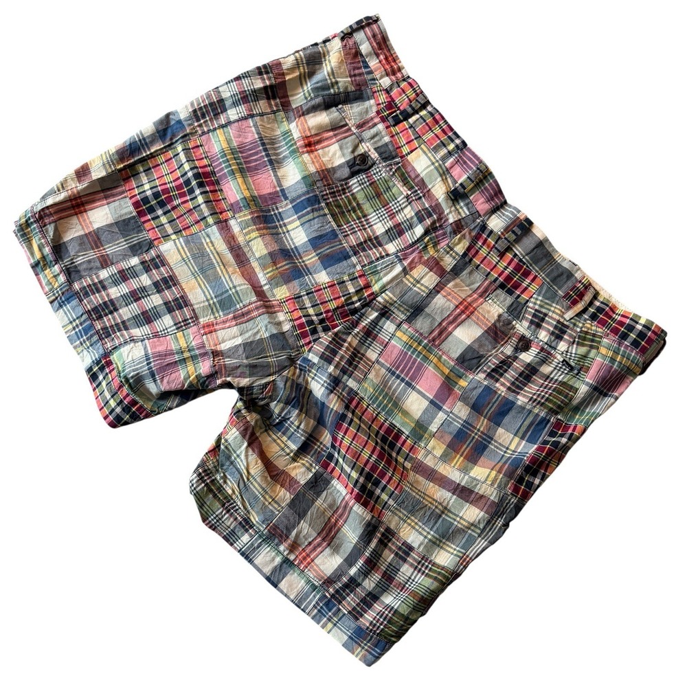 POLO RALPH LAUREN Men Shorts 42 Classic Fit 9" Madras Plaid Patchwork Preppy Ivy - Picture 6 of 10